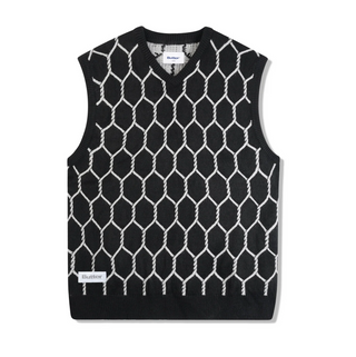 CHAIN LINK KNITTED VEST BLACK