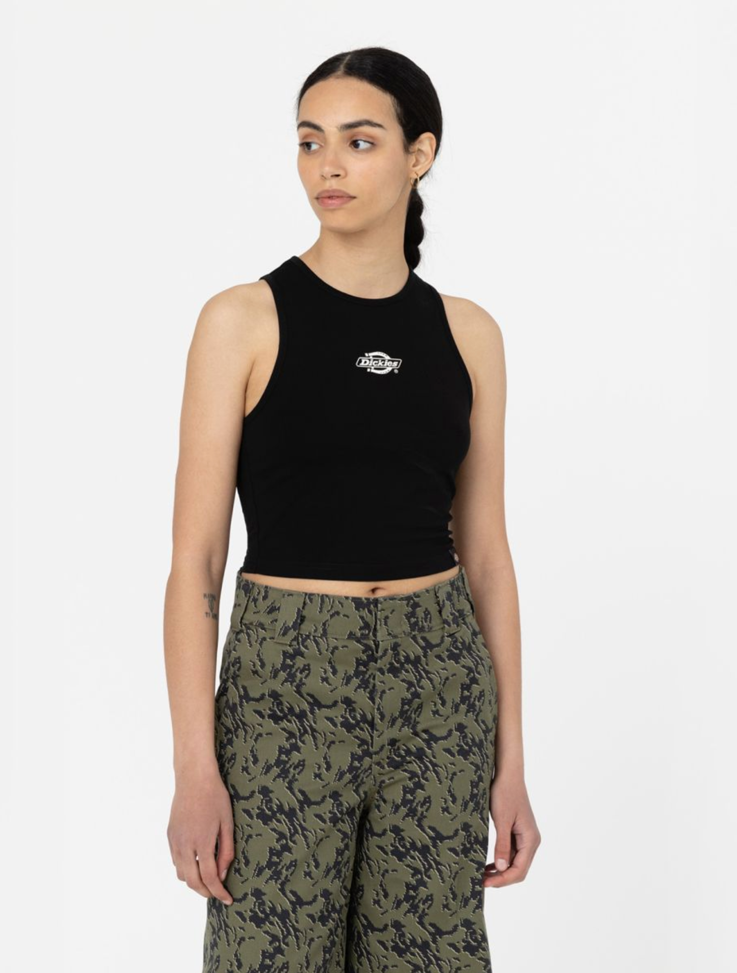 Black sales midriff top