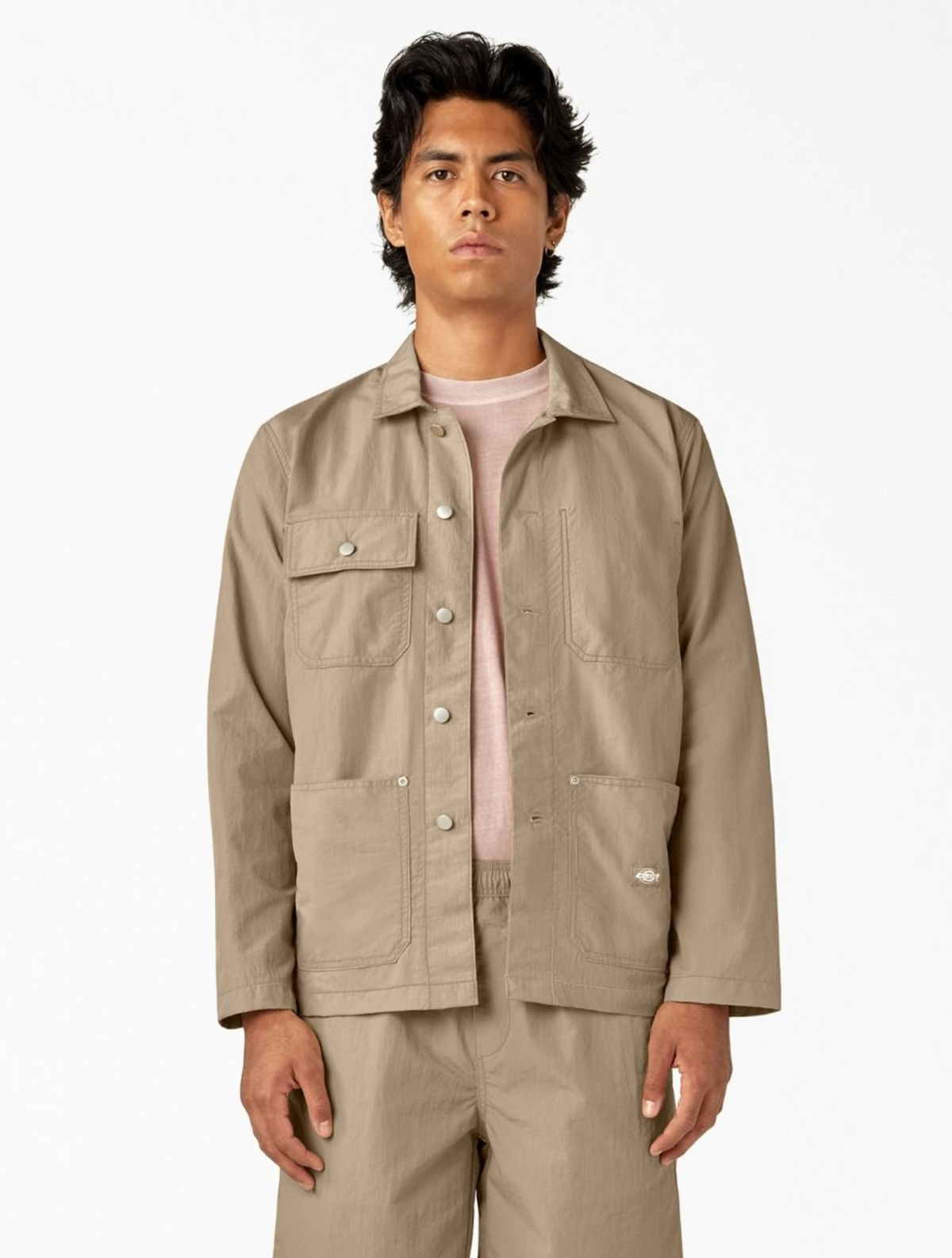 TEXTURED NYLON WORK JACKET BROWN