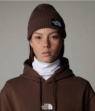TNF LOGO BOX CUFFED BEANIE SMOKEY BROWN