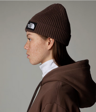 TNF LOGO BOX CUFFED BEANIE SMOKEY BROWN