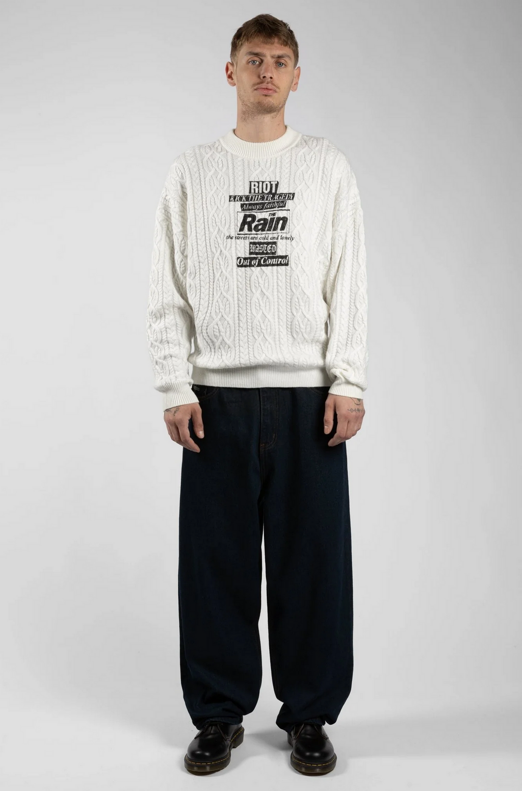 RAIN CABLE KNIT SWEATER OFF WHITE