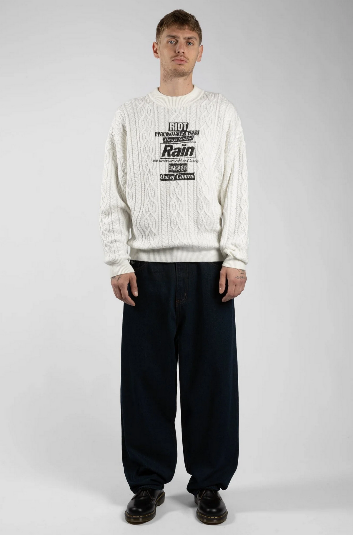 RAIN CABLE KNIT SWEATER OFF WHITE