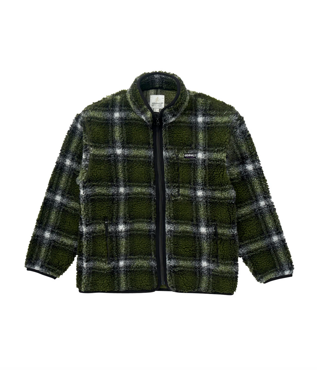 SHERPA JACKET OLIVE SHADOW PLAID