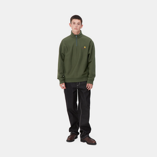 HALF ZIP AMERICAN SCRIPT SWEAT TARRAGON