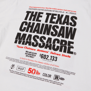 HUF X THE TEXAS CHAINSAW MASSACRE BOX OFFICE TEE WHITE