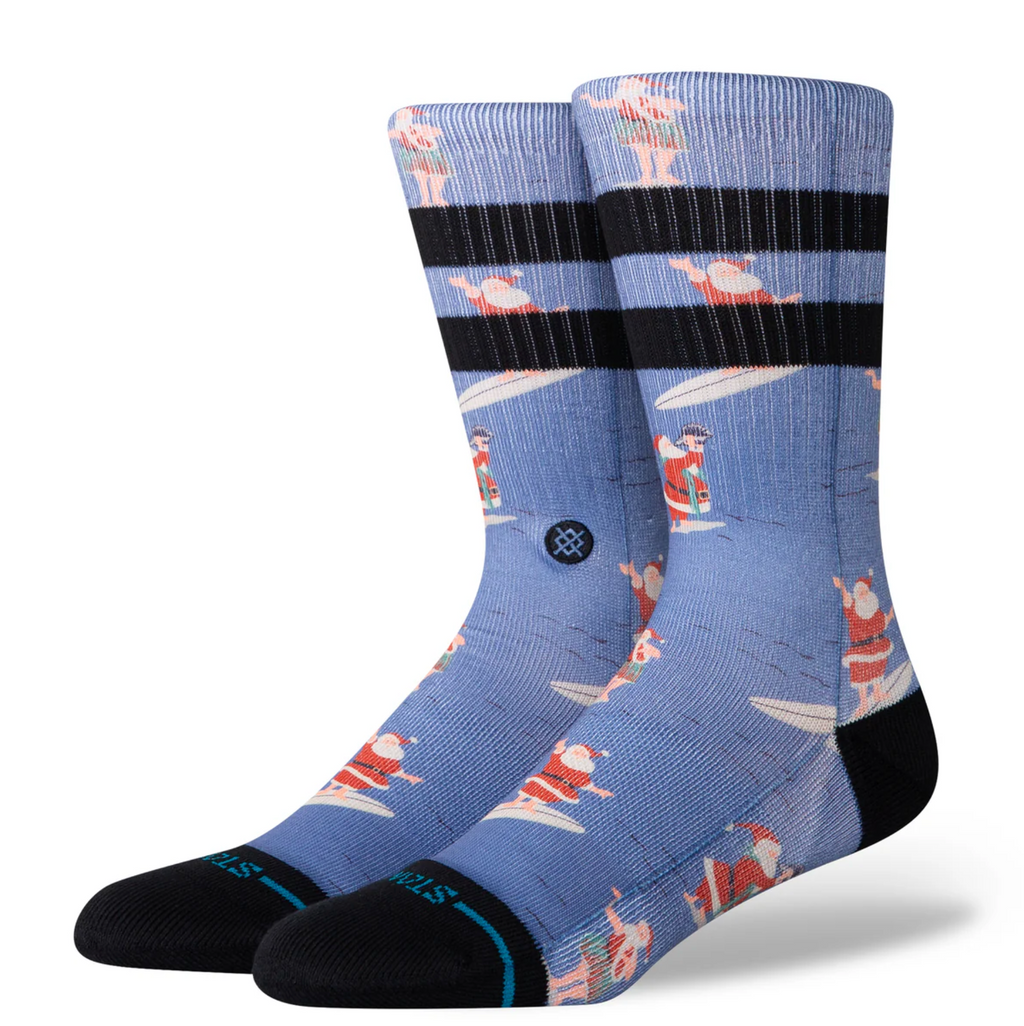 SURFING SANTA SOCKS BLUE