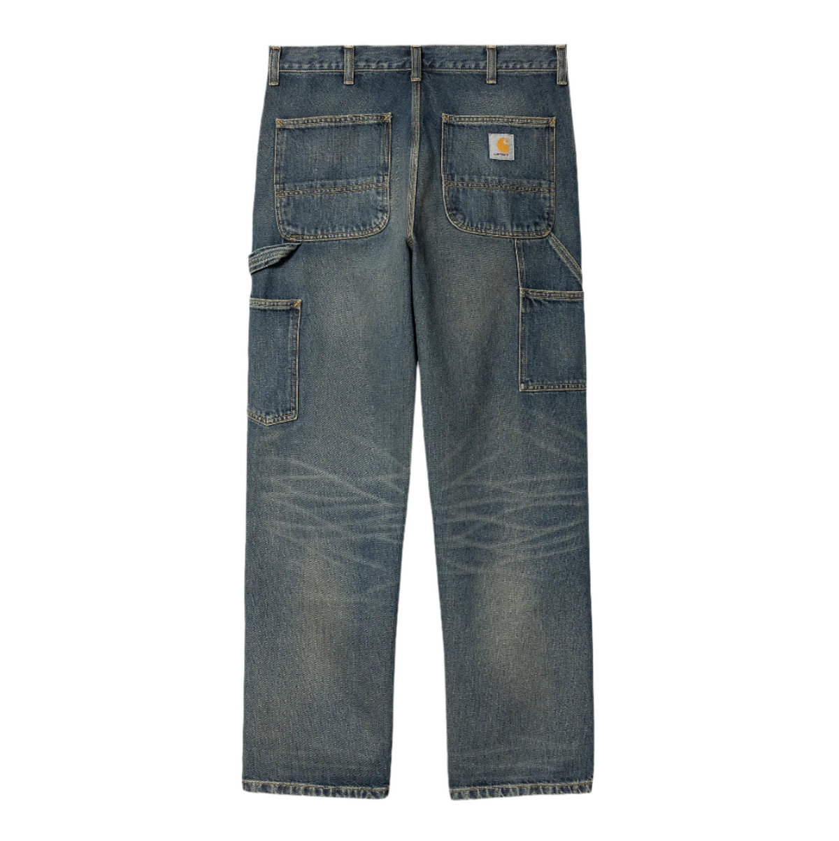 DOUBLE KNEE PANT BLUE WORN USED WASH