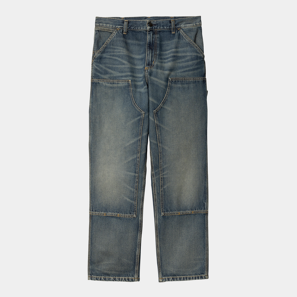 DOUBLE KNEE PANT BLUE WORN USED WASH