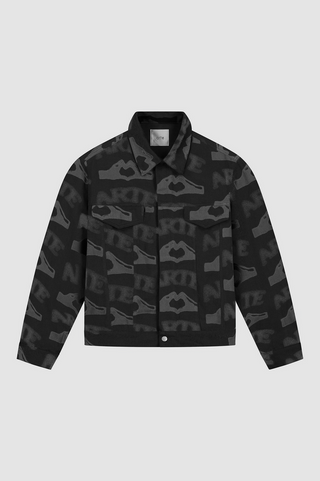 HEART PRINTED JACKET BLACK