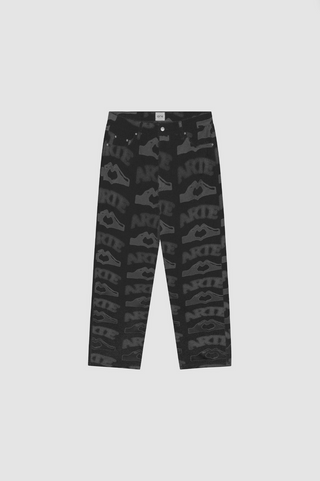 HEART PRINTED PANTS BLACK