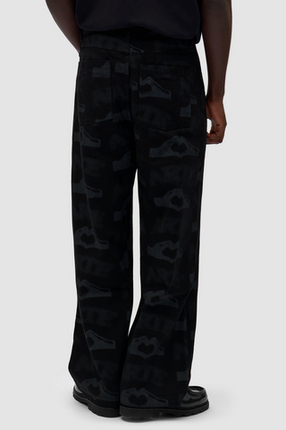 HEART PRINTED PANTS BLACK