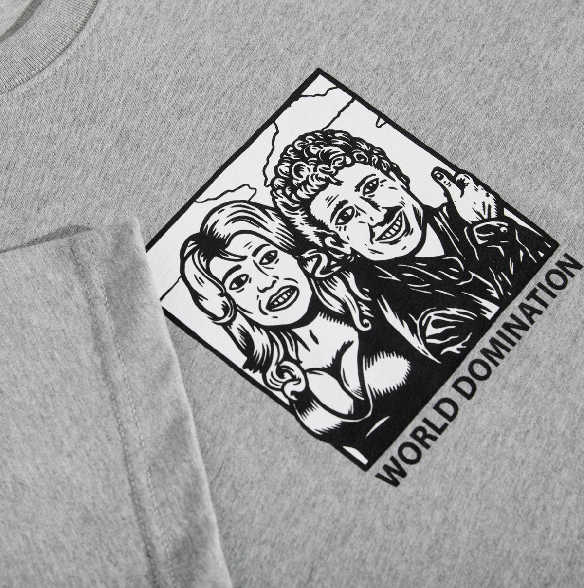 WORLD DOMINATION TEE HEATHER GREY