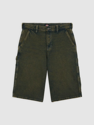 LOOSE DENIM PAINTER SHORT GREEN ACID