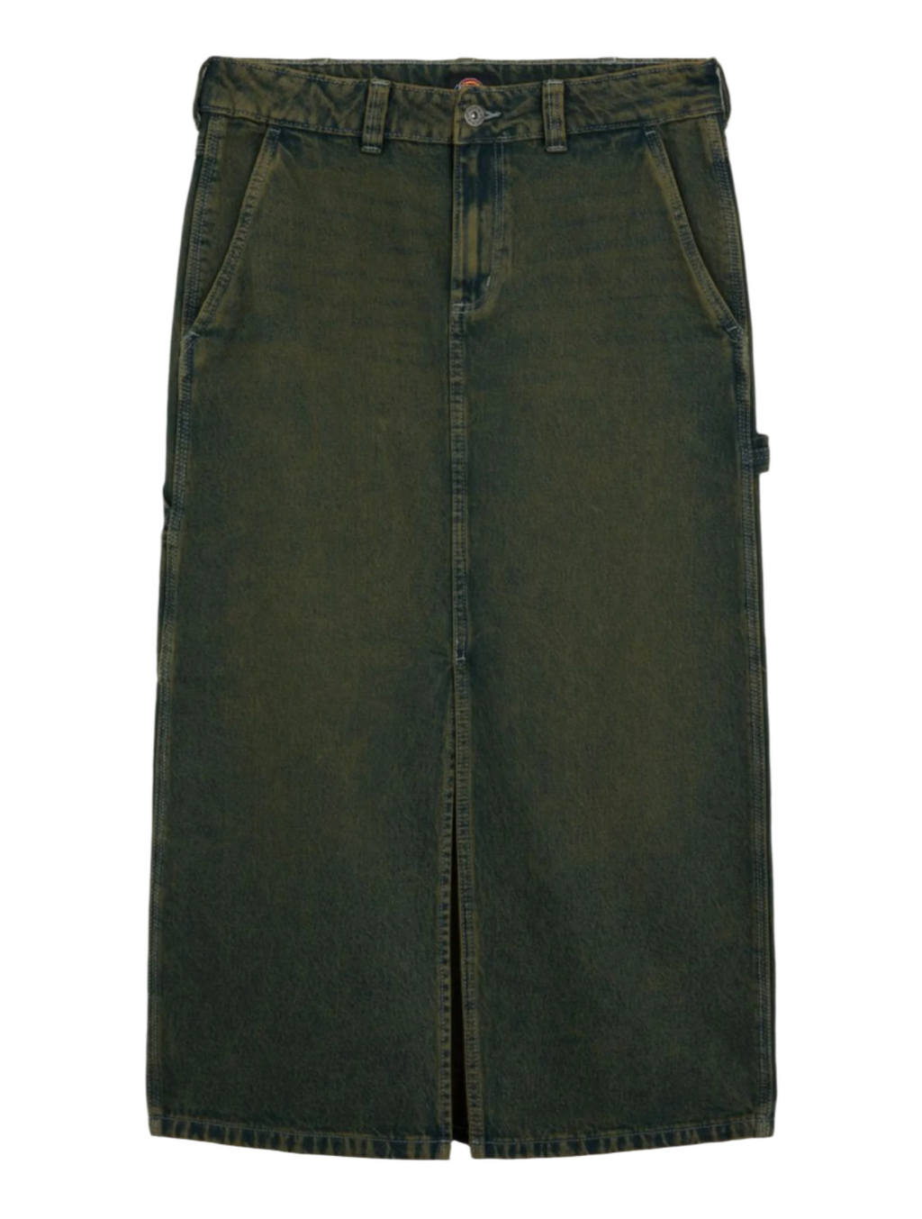 LONG DENIM CARPENTER SKIRT GREEN