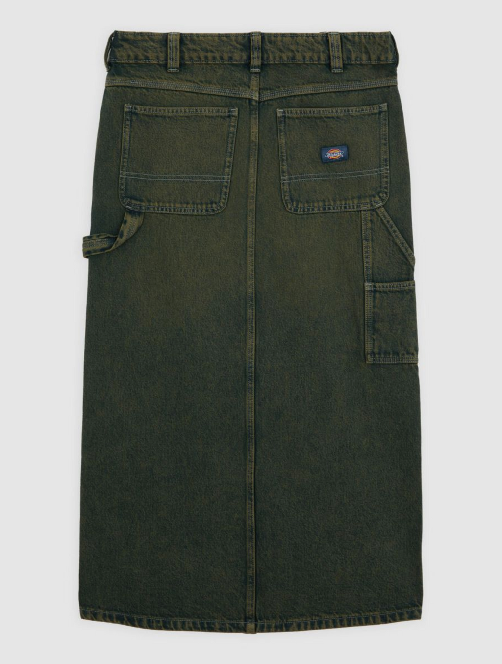 LONG DENIM CARPENTER SKIRT GREEN
