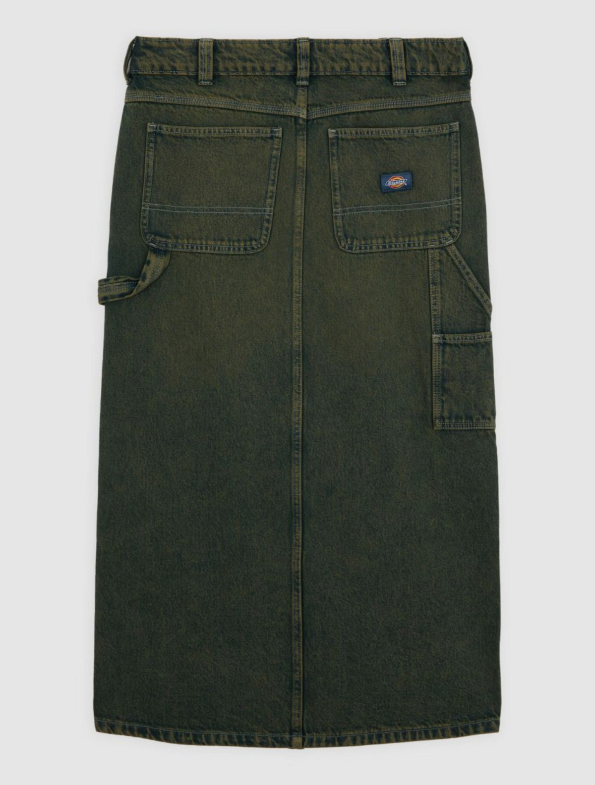 LONG DENIM CARPENTER SKIRT GREEN