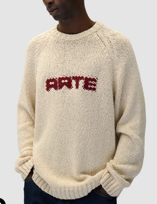 PIXEL FRONT KNIT CREAM