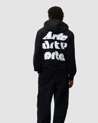 MULTI ARTE PRINT HOODIE BLACK