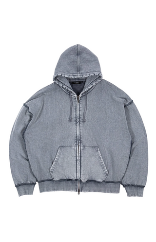 KINGDOM CURVE FADED ZIP HOODIE FADED NAVY