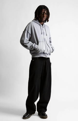 KINGDOM CURVE FADED ZIP HOODIE FADED NAVY