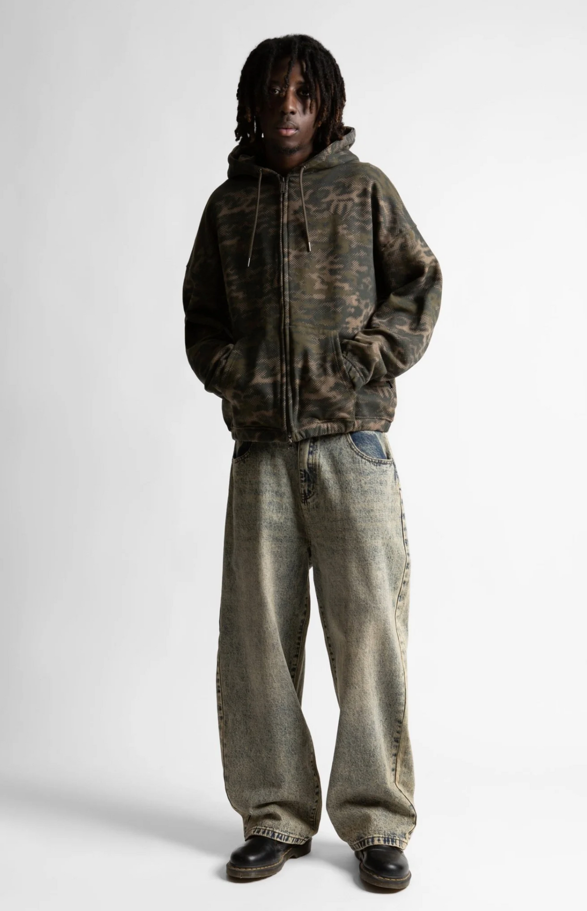 BOXY DIGICAMO ZIP HOODIE CAMO LICHEN GREEN