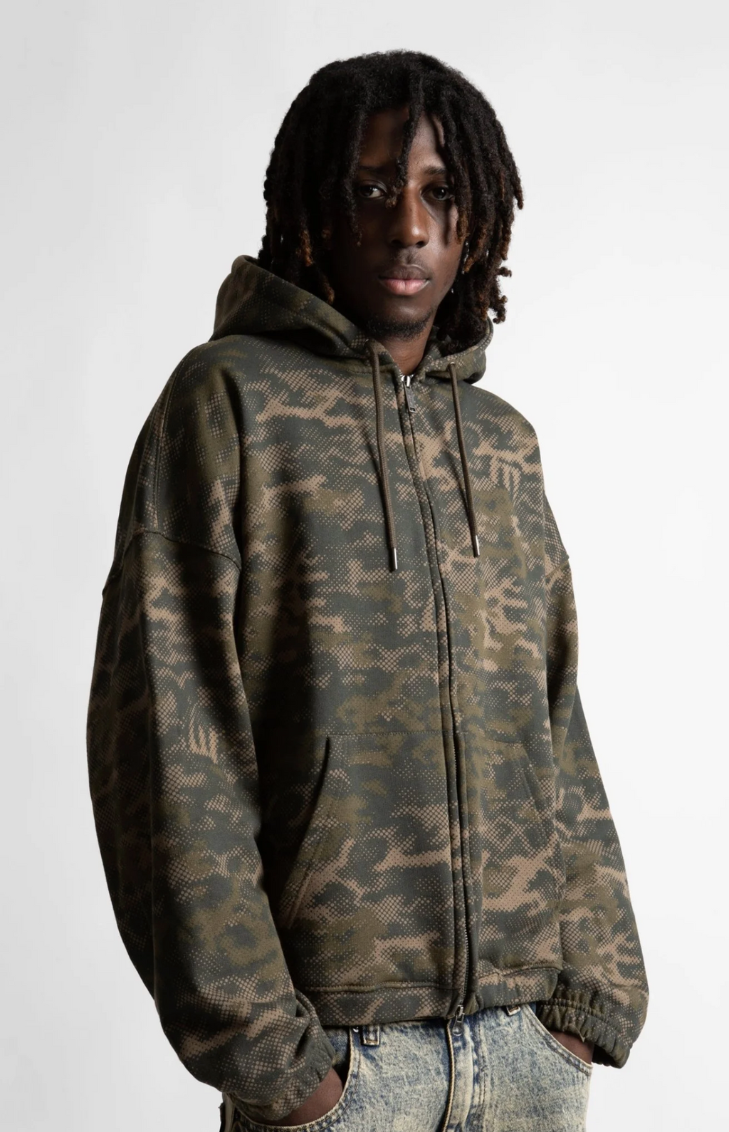 BOXY DIGICAMO ZIP HOODIE CAMO LICHEN GREEN
