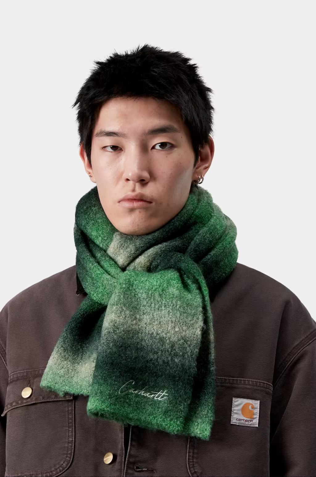TONY SCARF TONY STRIPE JACQUARD DARK FIR/PALE OLIVE