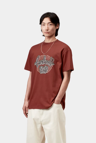 CHEDDA TEE DARK BRICK HEAVY STONE WASH