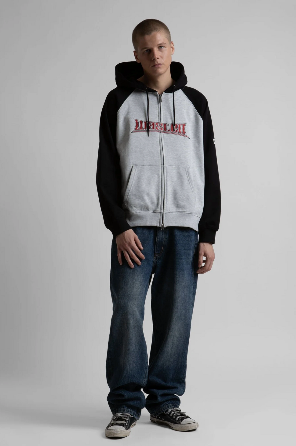 PUSHER BOXY ZIP HOODIE BLACK/ASH GREY