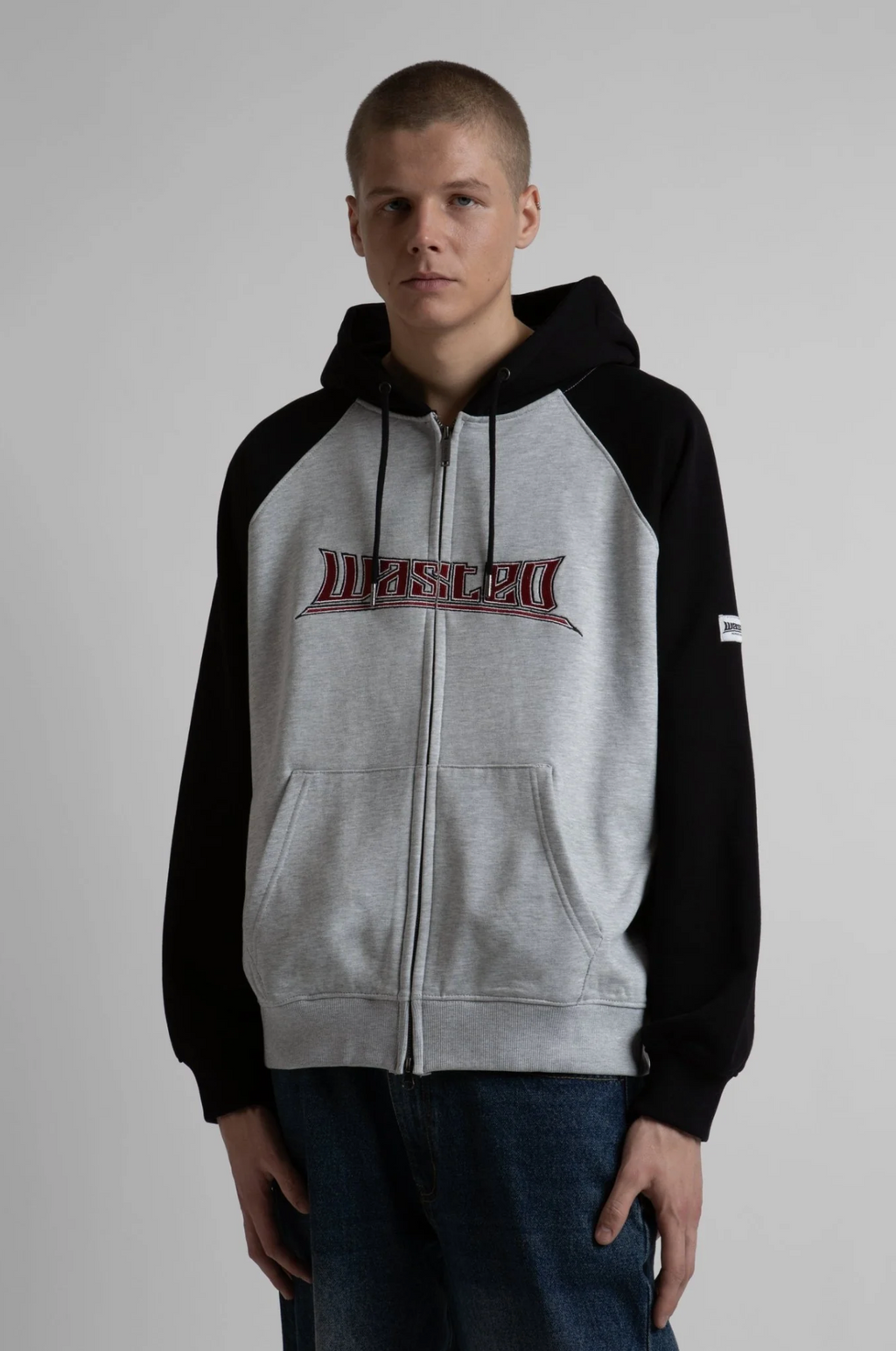 PUSHER BOXY ZIP HOODIE BLACK/ASH GREY