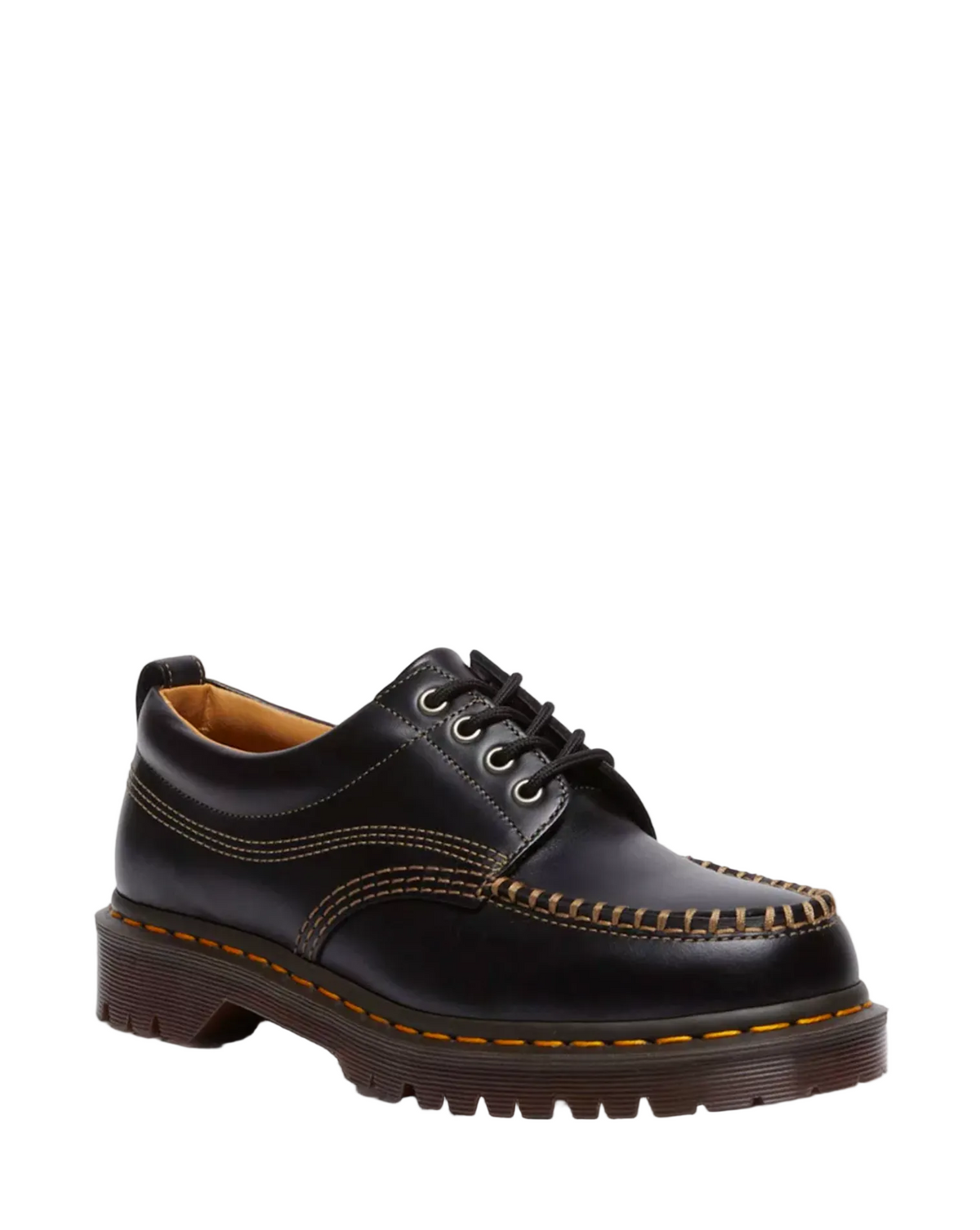 LOWELL LEATHER MOC TOE BLACK ANALINE