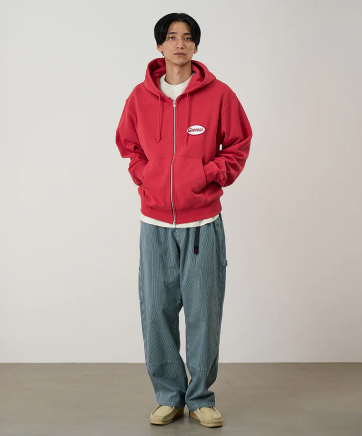 OVAL PATCH ZIP HOODED CRIMSON RED