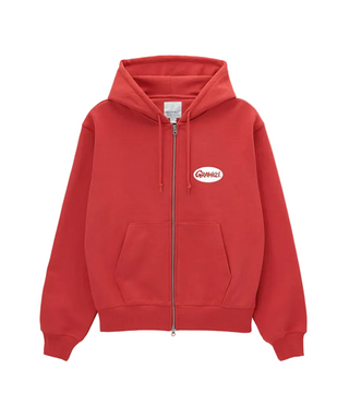 OVAL PATCH ZIP HOODED CRIMSON RED