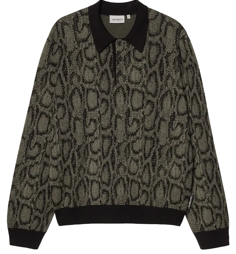 SNAKE POLO L/S CAMO JACQUARD LEAF