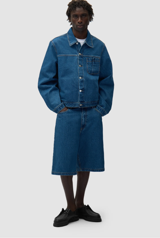 ROUND POCKET DENIM SHORTS RAW DENIM