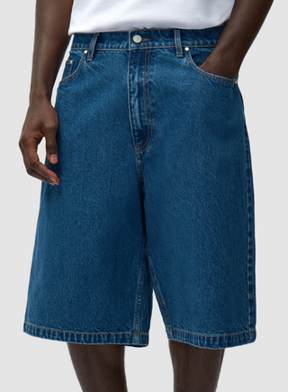 ROUND POCKET DENIM SHORTS RAW DENIM
