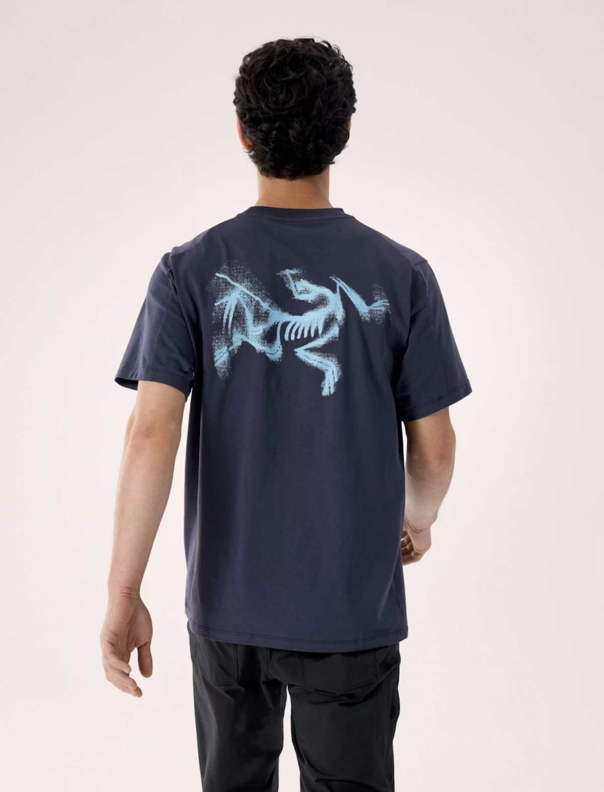 KRAGG SL COTTON BLURRED BIRD TEE BLACK/SAPPHIRE