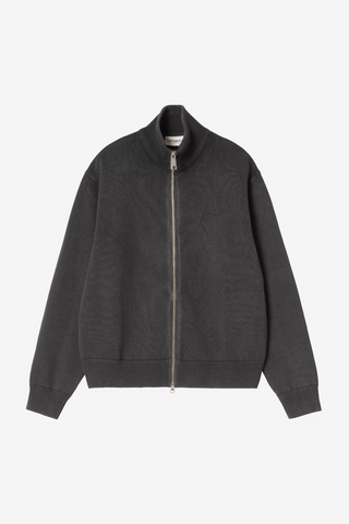 W'KORI SWEATER JACKET BLACK GARMENT DYED