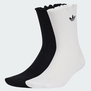 RUFFLE CREW SOCK 2-PACK BLACK/WHITE