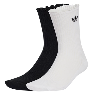 RUFFLE CREW SOCK 2-PACK BLACK/WHITE