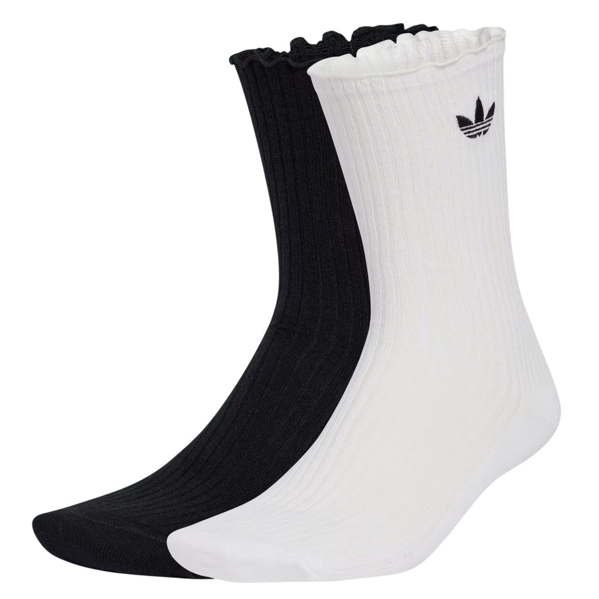 RUFFLE CREW SOCK 2-PACK BLACK/WHITE