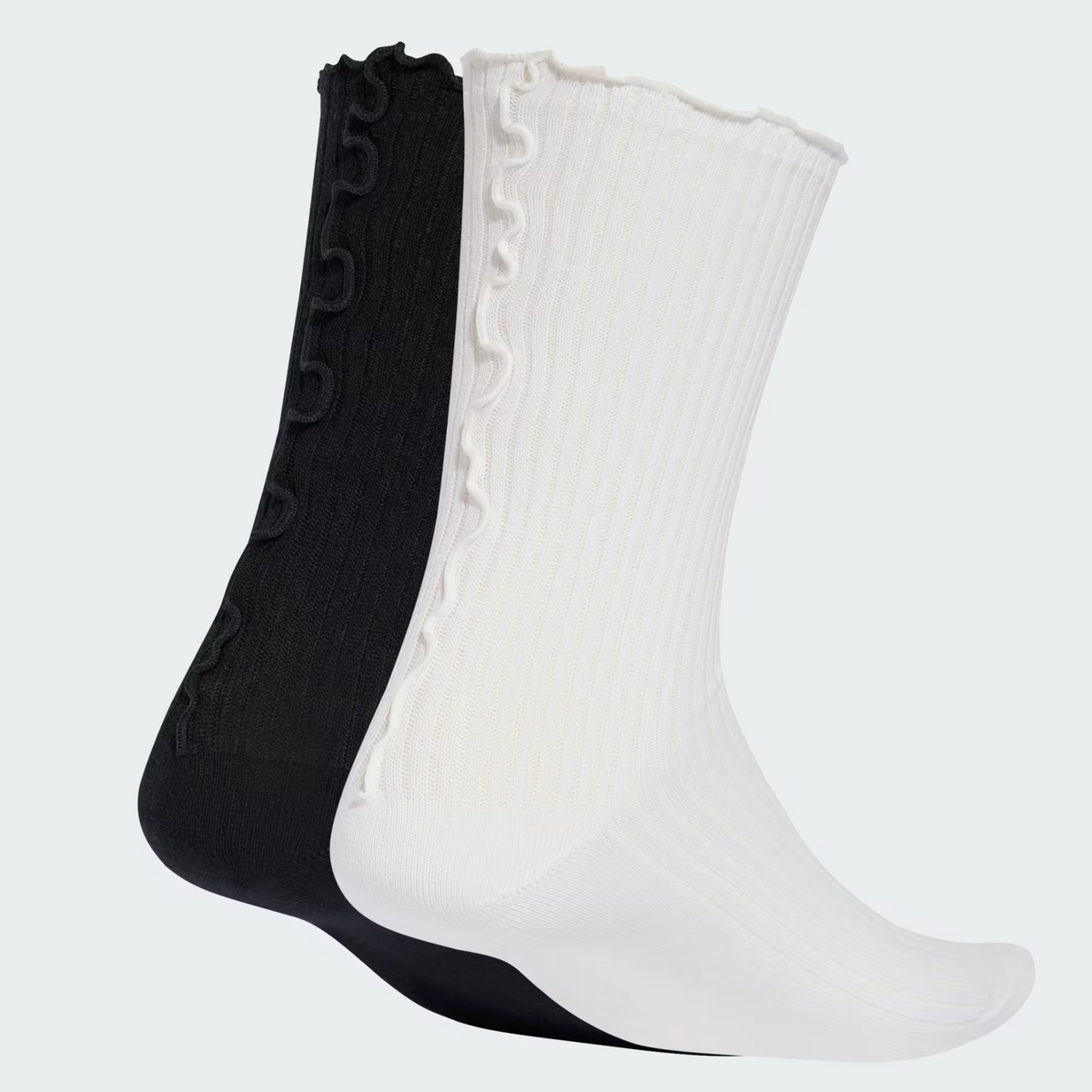 RUFFLE CREW SOCK 2-PACK BLACK/WHITE