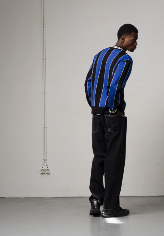 KNITTED CYCLING POLO BLUE/BLACK