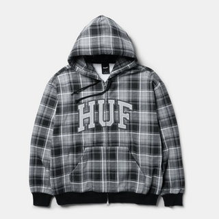 ARCH PLAID FZ HEAVYWEIGHT HOODIE BLACK