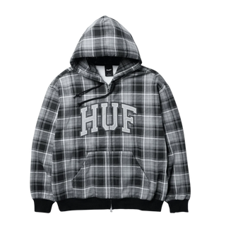 ARCH PLAID FZ HEAVYWEIGHT HOODIE BLACK