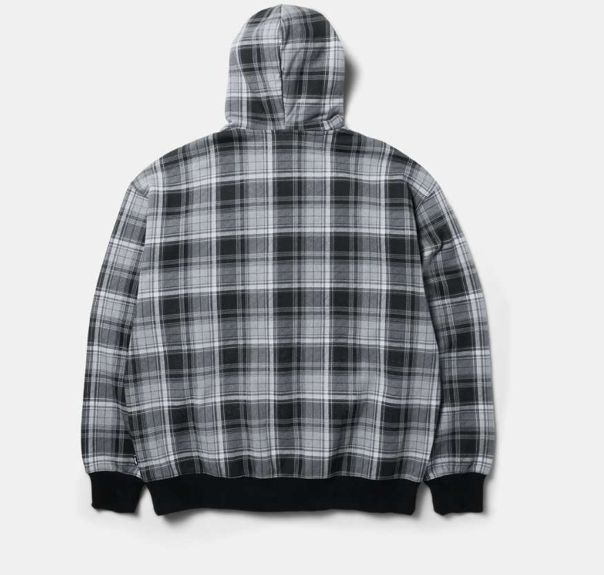 ARCH PLAID FZ HEAVYWEIGHT HOODIE BLACK