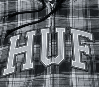 ARCH PLAID FZ HEAVYWEIGHT HOODIE BLACK
