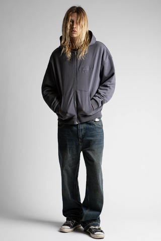 SCRIPT REVERSIBLE ZIP HOODIE BLACK/TARTAN