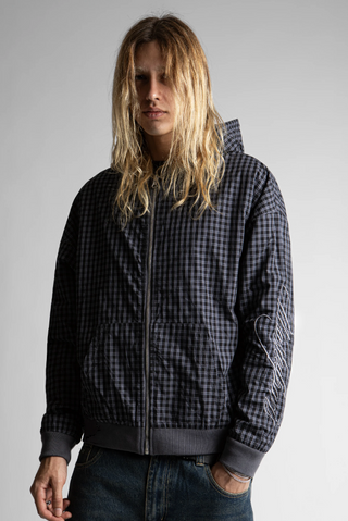 SCRIPT REVERSIBLE ZIP HOODIE BLACK/TARTAN